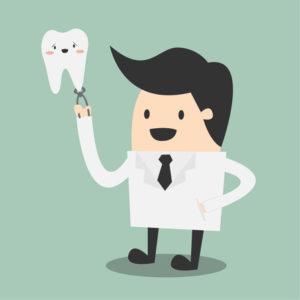 Vector image of Dentist holding tooth with pliers