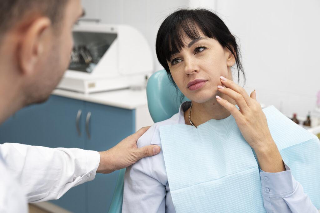 dentist doing checkup for dental problems