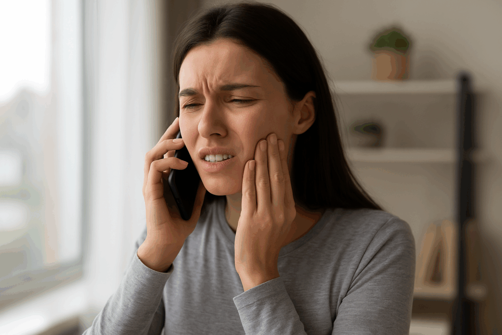 Your Smile Is Talking—Here’s What It Might Be Saying About Your Health 1 Orem resident calling an emergency dentist while experiencing severe toothache