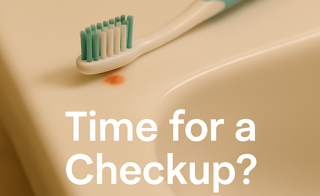 Close-up of toothbrush with light traces of blood