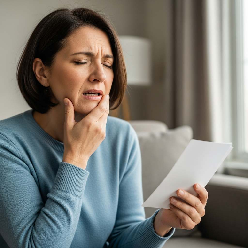 Adult experiencing tooth pain and financial stress while seeking affordable dental help in Provo, Utah