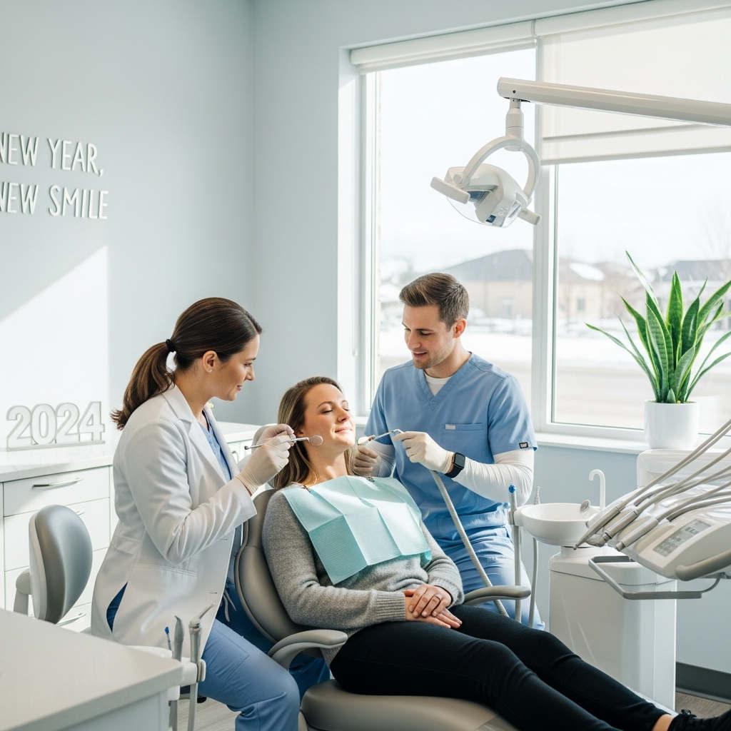 Dentist performing a New Year dental check-up in Orem Utah