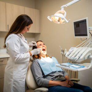 Emergency dentist in Orem Utah examining a patient with dry socket pain after tooth extraction