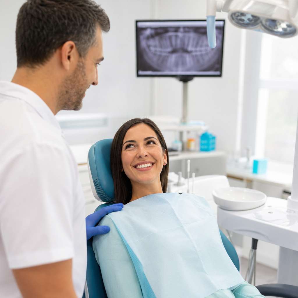Patient relaxed in dental chair after root canal treatment in a modern Orem Utah dental clinic with dentist providing care