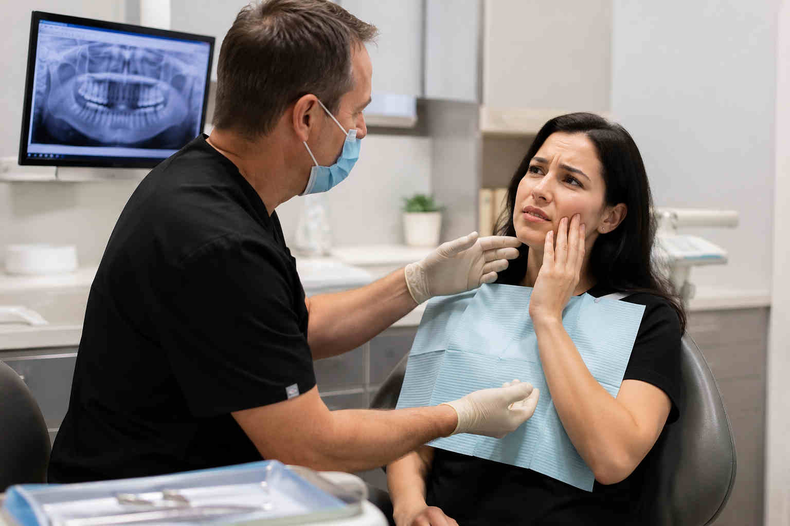 Emergency dentist treating a patient with tooth pain in Orem Utah